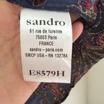 Sandro  Paris paisley print blouse size 2 navy burgundy Photo 6