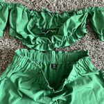 SheIn Two-Piece Short and Off the Shoulder Top Set in Green, Size 1XL​ Photo 1