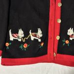 Vintage Bechamel Black Cardigan Holiday Sweater Womens M Scottie Dog Embroidered Size M Photo 2
