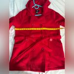 Miss Lili Red Hooded Belted Peacoat Women’s Size Large RN 57685 Photo 4