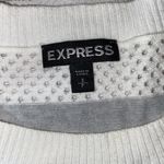 EXPRESS open knit Crewneck Longsleeve lightweight stripe sweater white grey sz S Photo 7