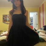 My Michelle Navy Lace Strapless Dress Photo 0