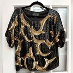 Vintage Jean For Joseph Le Bon 100% Silk Gold Black Sequined Blouse Size S Photo 10