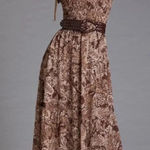 Anthropologie Moon River Smocked midi dress paisley ruffles embroidered tiered Photo 0