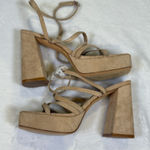 Lulus Heels 6.5 Womens Tan Platform Block Heel Square Toe Photo 4