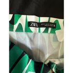 ZARA Womens Small Green Mini Skirt Geometric Jacquard High Waist A-line Retro Photo 2