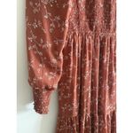 Bohme  Rust Smocked Midi Dress Floral Fall Tiered Size Small Boho Casual Photo 2