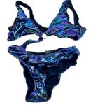 Dolls Kill  | Club Exx | Sick Hypnotic Cut Out Bodysuit Black/Purple Holographic Photo 2