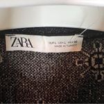 ZARA ‎ Black Metallic Thread Printed Pocket Sweater Shirt Size Large Photo 8
