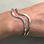 Designer Signed Handmade Sterling Silver Modernist Wavy Cuff Bracelet Photo 13
