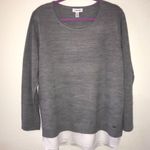Calvin Klein Sweater Grey Scoop Neck Knit w/ White Shirt Layer Under Sz XL NWT Photo 1