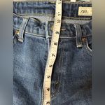 ZARA Women’s Cropped Straight Leg Jeans Raw Hem Dark Wash Size 6 Photo 6