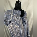 Mystree Boho Bohemian Women’s Shirt Denim Rustic Worn Look Bell Sleeves Sz L NWT Photo 5