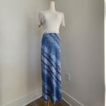 American Vintage Vintage 90s Blue Floral Striped Maxi Skirt Pull On Side Hem Split M Photo 12