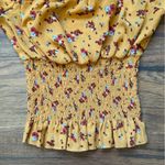 Ultra Flirt Junior's Smocked Waist Boho Peasant Top Yellow Floral Size Small Photo 6
