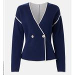 Derek Lam  Blue Cardigan Sweater MEDIUM Preppy Blazer Career Work Designer $425 Photo 3