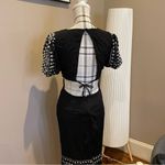 Black and White Boho Puff Sleeve Tunic Dress Photo 7