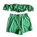 SheIn Two-Piece Short and Off the Shoulder Top Set in Green, Size 1XL​ Photo 0