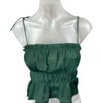 Princess Polly  Green Sleeveless Ruched Cami Camisole Peplum Crop Tank Top Size 4 Photo 0