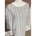 APC Rue Madame Paris Dress Shift 100% Linen sz L pockets striped lagenlook Tan Size L Photo 1