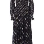 Love Shack Fancy RARE NWT Navy and Gold Metallic Ikat Scarlett Silk Gown Dress Photo 0