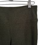 Pink Rose  Women’s Sz M Dark Green Solid Cozy Soft Ribbed Knit Leggings Pull On Photo 3