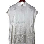 New Her Shirt ivory pearl white high neck sleeveless silk mini dress XS Photo 0