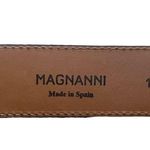 MAGNANNI Square Genuine Leather Belt Black Spain Silver Buckle Style 1278 Sz 32 Photo 2