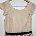 Forever 21 Gold Sequin Dress Size Large Light Beige Cream Color Feminine Flirty Photo 3