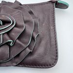 ILI New York Leather Wristlet Wallet Clutch Dark Brown Plum Rosette Photo 5