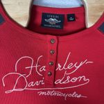Harley Davidson Henley Womens Size XL Red Thermal Waffle Knit Long Sleeve Top Photo 1