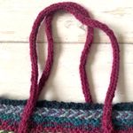 Handmade Crochet Tote Bag Small Purse Handbag Navy Blue Purple Stripes Design 9x6in Photo 1