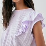 Pull & Bear NWT  Ruffled Top With Elastic Hem in Lilac Photo 1
