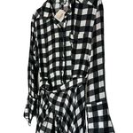 MARRISA WEBB Women's Black & White Gingham Plaid Wrap Midi Dress Size Medium Photo 7