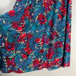 Vintage Skirt Tropical Floral Elastic Waistband Blue Red Eclectic Maximalist 80s Pink Size M Photo 6