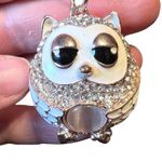 Boutique Bag Charm Keychain Rose Gold Tone and Rhinestone Owl Fashion Photo 4