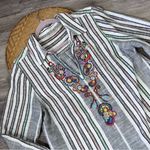 Soft Surroundings striped embroidered gauze cotton tunic blouse w/ pockets Photo 5