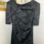 Theia Boat Neck Gathered Brush Stroke Knee Length Cocktail Dress Black Size 12 Photo 2