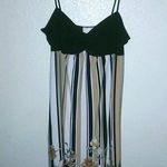 MKM Designs MKM L Black Brown Striped Floral Strap Mini Dress Photo 0