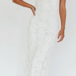 Selfie Leslie  Spark Joy Floral Crochet Overlay Dress in White Photo 0