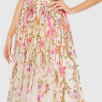 Mac Duggal  5671 Beige V Neck Floral Embellished Spaghetti Strap Gown Dress Photo 1