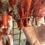 Socialite  Women's Mini Dress Size XS Burnt Orange Floral Smock Waist Boho Chic Photo 3