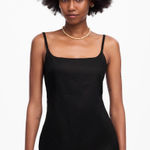 Madewell  Squareneck Romper Jet Black Minimalist Linen Blend Classic US 6 NWT Photo 0