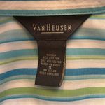 Van Heusen Cotton Blue/Green/White Striped Button Down sz S Photo 4