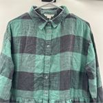 American Eagle  Oversized Green & Black Buffalo Plaid Babydoll Flannel Shirt Sz S Photo 2