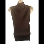 St. John Wool Blend Ribbed Mock Neck Sleeveless Sweater Shell Brown Sz. M Career Photo 2