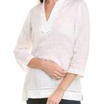 J. McLaughlin  Women’s Size XS White Faith Linen Pullover Shirt Blouse Photo 0