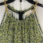 Michael Kors Yellow and Blue Floral Halter Swing Dress with Gold Chain Straps Size L Photo 9