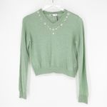 ZARA Wool Blend Pearl Beaded Sweater M Green Photo 1