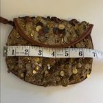 GOLD SEQUIN BEADED WRISTLET WITH BROWN LEATHER NO BRAND TAG MADE IN INDIA Photo 11